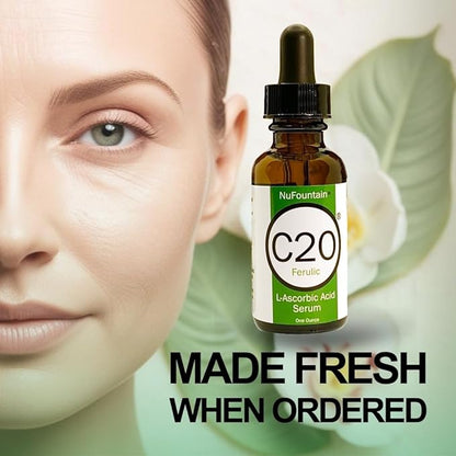 NuFountain® C20® Ferulic HAND CRAFTED C20 L-Ascorbic Acid Serum. Made Fresh When Ordered