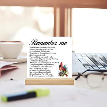 Remembrance Gifts Memorial Gifts for Loss of Loved One, Remember Me Sympathy Acrylic Desk Plaque Sign 4 x 4 Inches
