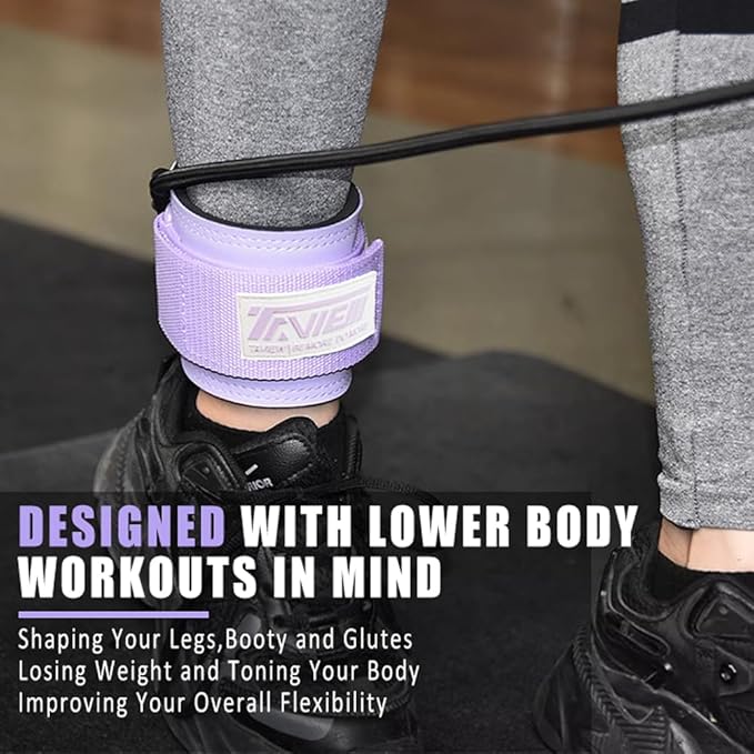 TAVIEW Ankle Straps Cable Machine Attachment for Gym - Cable Kickback Ankle Straps - Padded Ankle Cuffs for Glute Kickbacks and Leg Workouts