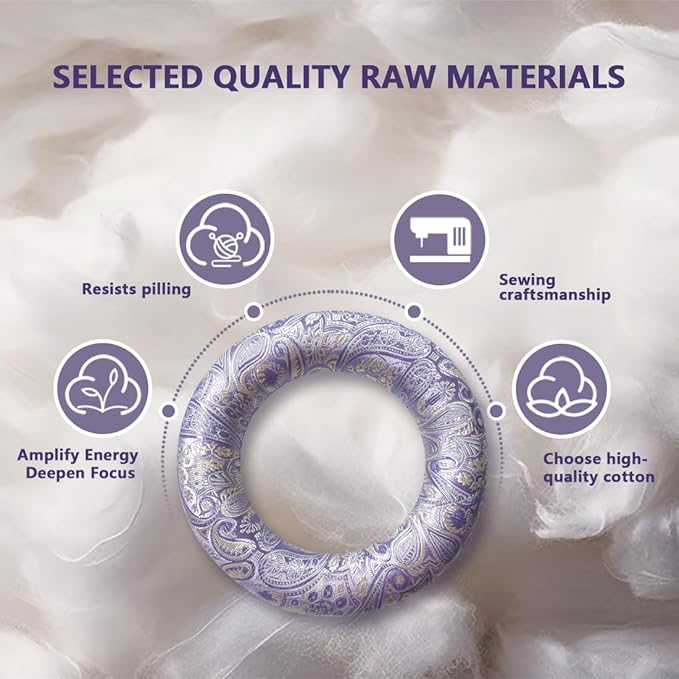 Singing Bowl Cushion for Tibetan Singing Bowls, Handmade Silk Brocade Round Cushion Pillow for Sound Healing and Crystal Sound Bowls Accessories(Violet,6.7 Inch)