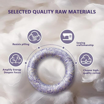 Singing Bowl Cushion for Tibetan Singing Bowls, Handmade Silk Brocade Round Cushion Pillow for Sound Healing and Crystal Sound Bowls Accessories(Violet,6.7 Inch)