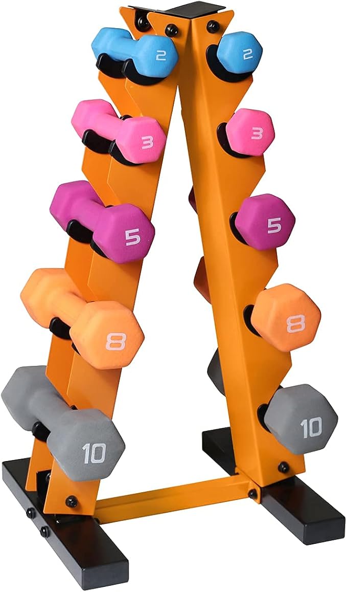 WF Athletic Supply Dumbbell Rack, 5-Tier A-Frame Dumbbell Rack for Dumbbell Storage, Color Options Available in Black/White/Green/Yellow/Red/Pink/Orange & Blue