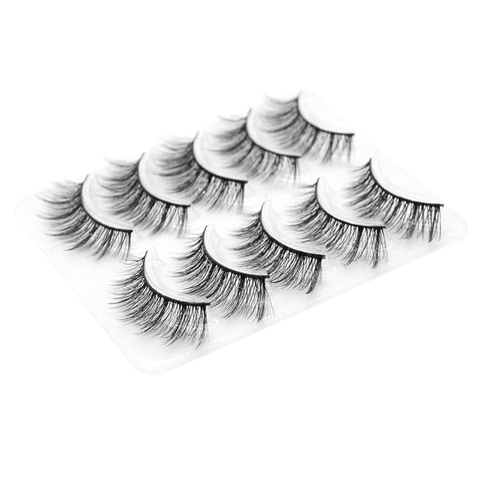 Natural Look Eyelashes 3D Mink Cat Eye Lash Wispies 15mm Manga Lashes 5 Pairs Soft Reusable False Eyelashes Lightweight, No Glue Included