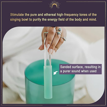 4 Pcs Singing Bowl Mallet Set Includes Solid and Hollow Acrylic Silicone Rubber Striker Mallet for Playing Quartz Crystal Singing Bowls with Bundle Pocket(WhiteGreen)