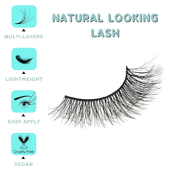 Natural Lashes Wispy Eyelashes Fluffy Mink Lashes Naturl Look Small Strip Eyelash 10 Pairs Short Lashes Pack Lightweight Cat Eye Lash Strips Set (Semi-Wispy | 10-14mm)