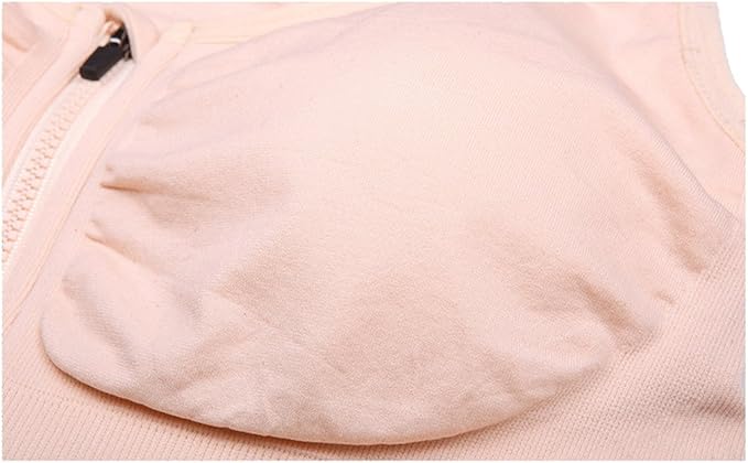 Women's Zipper Front Closure Sports Bra Racerback Yoga Bras