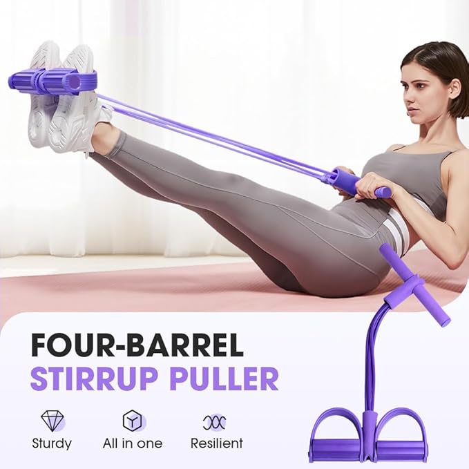21 Fitness Resistance Bands-4 Tube Pedal Ankle Puller,2025 New Adjustable Resistance Bands for Leg Exercise,Durable Pedal Puller for Sit Up Workouts,Portable Stretching Bands for Home Gym Use