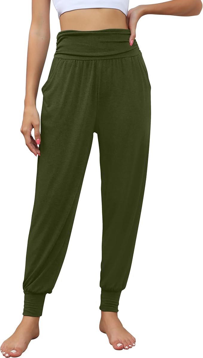 2 Pack Women's Yoga Joggers, Cozy Sweatpants with Pockets Casual Loose Comfy High Waisted Lounge Pants