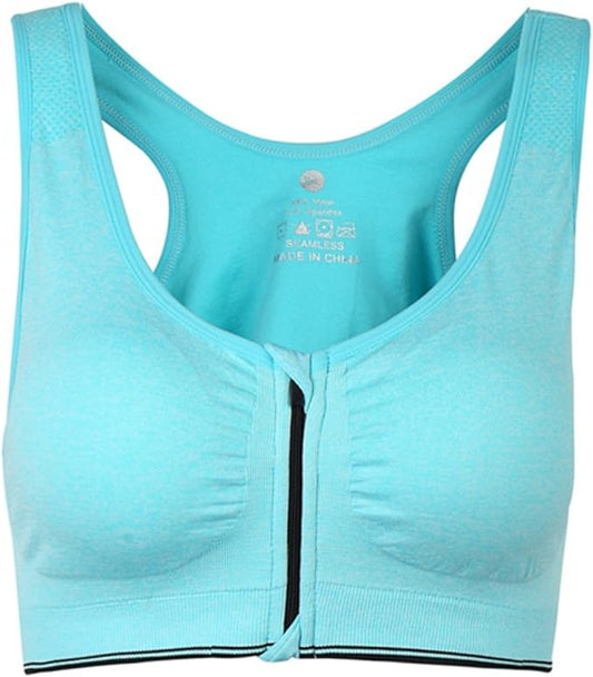 Women's Zipper Front Closure Sports Bra Racerback Yoga Bras