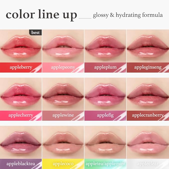 NOONI Korean Lip Oil - Appleclear | Long-Lasting, Moisturizing, Plumping, Revitalizing for Dry Lips, Waterproof, No Peel Off, Hydrating, Nourishing Crystal Clear, 0.12 FL Oz