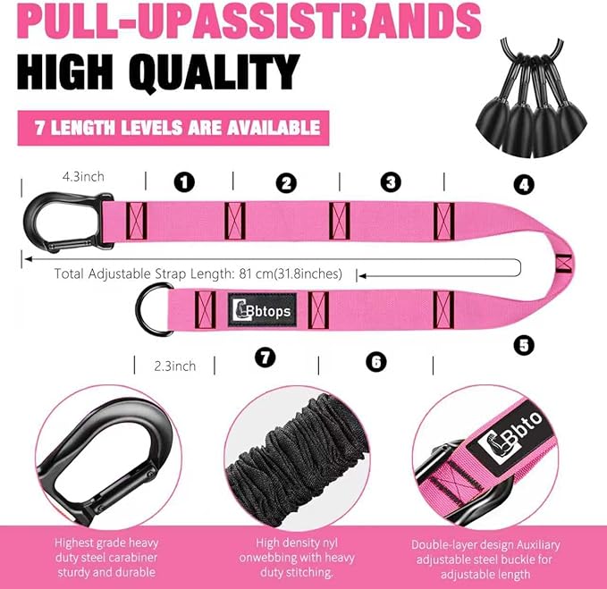Pull Up Assistance Bands,Up to 300 lbs Assistance,Adjustable Heavy Duty 4 Pull Up Bands with Handle and Door Anchor for Home Gym Fitness Exercise Strength Training Workout Equipment