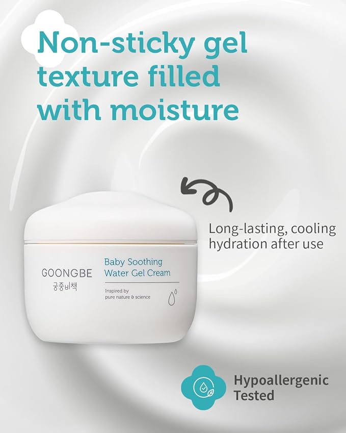 GOONGBE Sun Lotion SPF 40 & Baby Soothing Water Gel Cream - Zinc Oxide Mineral Sunscreen & Cooling Moisturizer - Korean Skincare for Babies Kids - Hypoallergenic Formula, 2.82oz & 3.38oz