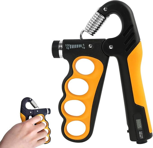 Grip Strength Trainer, Adjustable Resistance 11-220 Pounds (5-100 Kg), Automatic Counting, Arm Rehabilitation Training and Daily Exercise, Forearm Strengthener for Musicians and Athletes