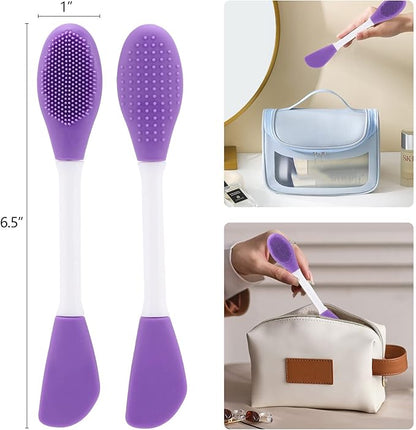 10 Pack Silicone Face Mask Applicator, 2 in 1 Double-Sided Facial Scrubber Brush Tool, Double-Head Manual Cleansing Brush for Deep Gentle Exfoliating