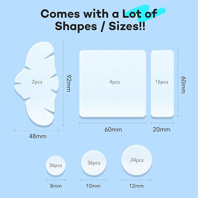 LitBear Large Pimple Patches for Face (6 Sizes 118 Pcs), Big Hydrocolloid Acne Patches, XL Hydrocolloid Bandages for Body, Cheek, Forehead, Chin, Full Face, Back, Nose