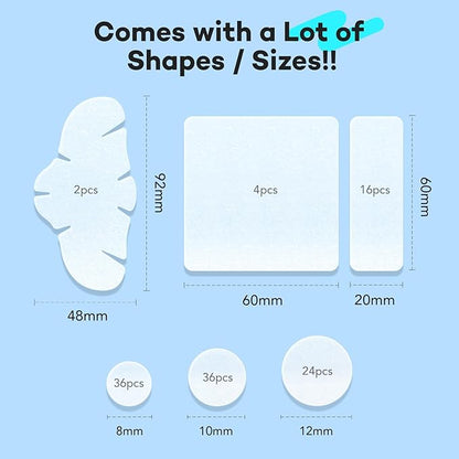 LitBear Large Pimple Patches for Face (6 Sizes 118 Pcs), Big Hydrocolloid Acne Patches, XL Hydrocolloid Bandages for Body, Cheek, Forehead, Chin, Full Face, Back, Nose