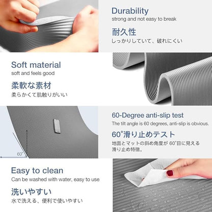 Yoga Mat Non Slip NBR Thick Yoga Mat, 72"L x 32"/24"W x 0.6"/0.4"TH (185cm x 80cm/61cm x 15mm/10mm), Anti-Tear Exercise Mat with Carrying Strap and Bag, Workout Mats for Yoga, Pilates, Floor Exercises