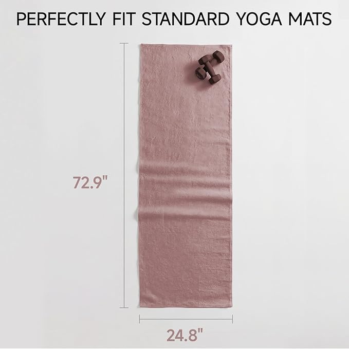 Yoga Mat Towel - Non-Slip Microfiber for Hot Yoga & Pilates | Super Absorbent, Lightweight & Machine Washable 72"x25" (2 Pack Pink)