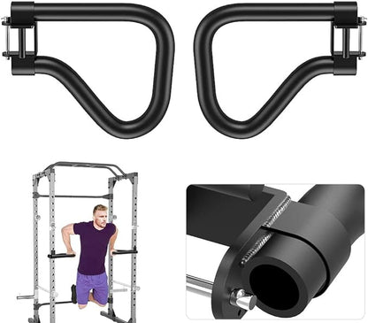 SELEWARE Solid Dip Bar Attachment for 2" x 2" or 3" x 3" with 1", 1/2" or 5/8" Hole Power Cage Squat Rack, Set of 2 Dip Bar Muti-Grip Handles for Strength Training, Double Welding Design