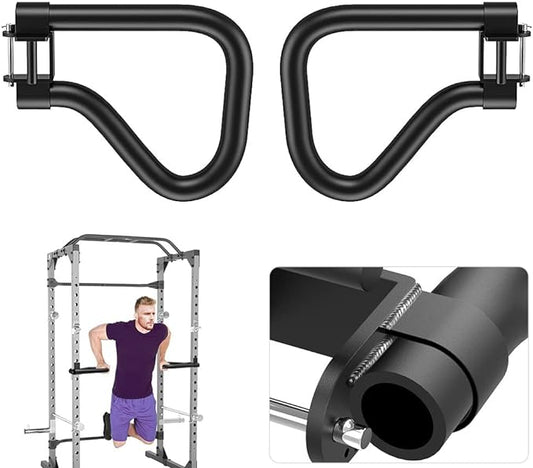 SELEWARE Solid Dip Bar Attachment for 2" x 2" or 3" x 3" with 1", 1/2" or 5/8" Hole Power Cage Squat Rack, Set of 2 Dip Bar Muti-Grip Handles for Strength Training, Double Welding Design