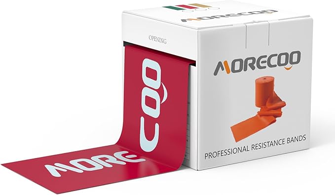 MORECOO Risistance Bands, 25 Yard Roll Professional Latex Stretch Bands for Physical Therapy, Elastic Bands for Upper & Lower Body Exercises, Lower Pilates, Home Workouts & Rehab, Core Exercise