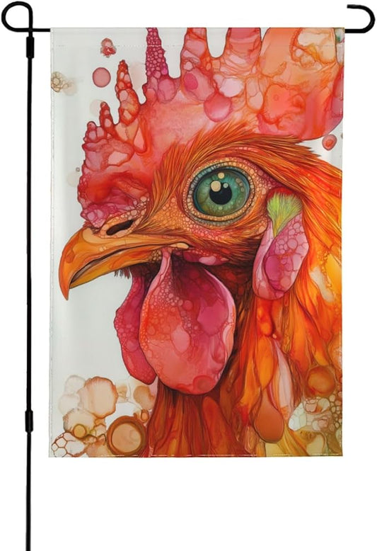 Red rooster Garden Flag 12x18 In Double Sided Yard Flags Lawn Sign Decor No Flagstand