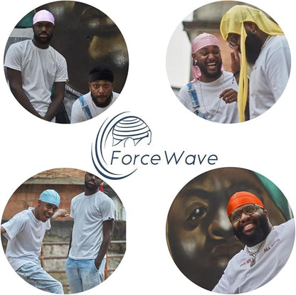 ForceWave 2 Pieces Silky Durag Pack for Men Women Waves, Premium Satin Deluxe Du-rag