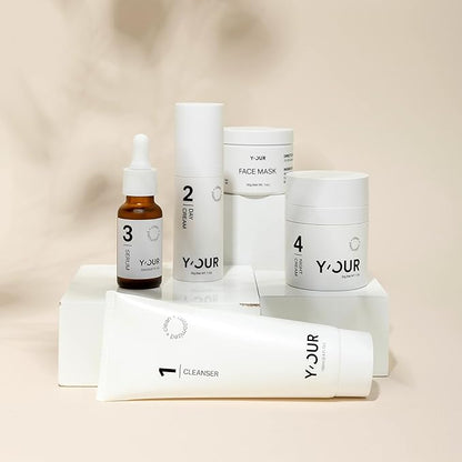 Y'OUR Acne Skincare Kit for Adults – 5-Step System with Cleanser, Day Cream, Serum, Night Cream & Mask – Fights Breakouts & Blemishes – Hydrating & Non-Comedogenic Formula