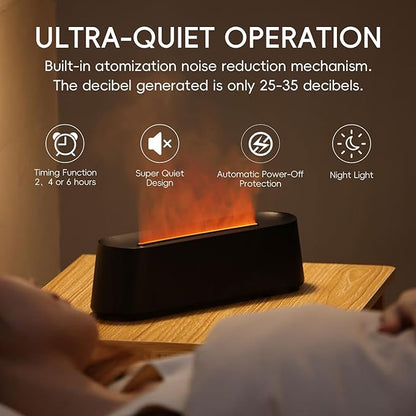 Essential Oil Diffuser, Fireplace Fire Flame Aromatherapy Diffuser, 250ml Cool Mist Humidifier, Scent Aroma Diffuser with 7 Colors Light, Remote Control, Timer & Auto-Off for Home, Room (White)