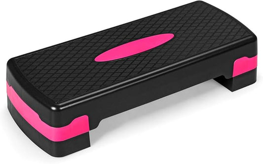 Goplus Step Platform, 26" Adjustable Aerobic Exercise Step Deck with Risers and Non-Slip Surface, 4” - 6”Levels Height-Adjustable, for Home Gym Exercise Fitness Workout
