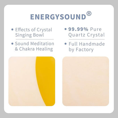 ENERGYSOUND 432Hz Perfect Pitch E Note Solar Plexus Chakra Yellow Colored Frosted Quartz Crystal Singing Bowl 10 inch mallet & o-ring included