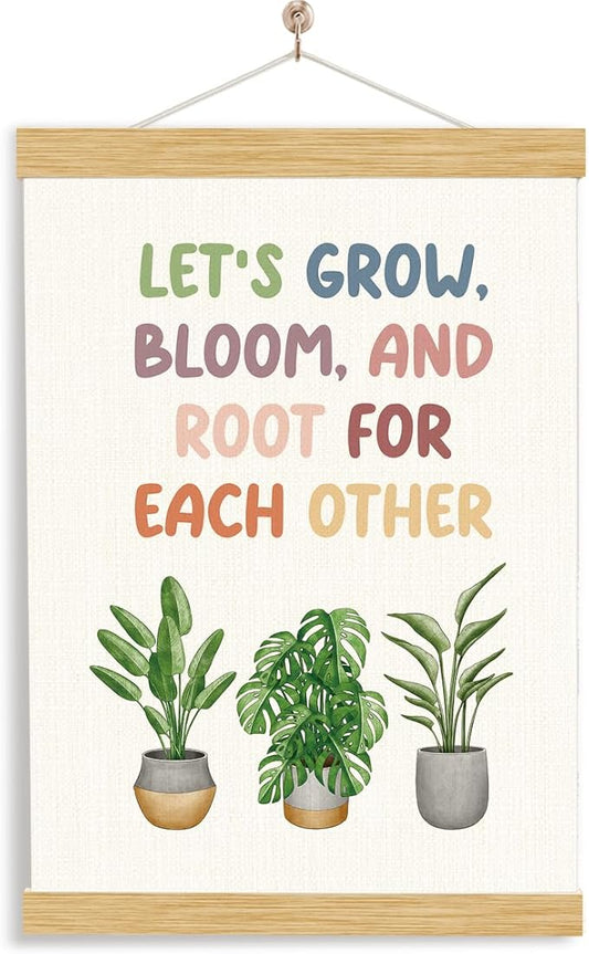 YGSDZY Let's Root For Each Other Sign, Boho Classroom Decor, Wood Poster Hanger, Playroom Wall Art, Mental Health Posters, Classroom Poster, Homeschool Decor, Motivational Wall Decoration