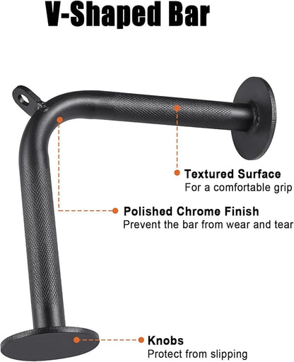 SERTT Workout Cable Machine Attachment for Home Gym, LAT Pulldown Attachments, Cable Accessories for Weight Training, Straight Pull Down Bar, Tricep Rope, Double D Row Handle, V-Shaped Bar
