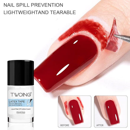 TWOING 15mlLiquid Latex for Nails, Peel Off Cuticle Protectors for Nail Polish,Skin Barrier Manicure, Art Liquid Latex Tape Protector Nail Cuticle Guard Gifts