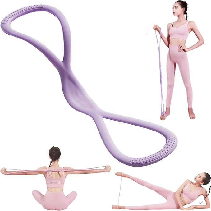 Resistance Bands, Figure 8 Resistance Band for Women Men, Resistance Bands for Arms, Back, Shoulder Stretch with Handles, for Working Out, Yoga, Pilates, Stretching