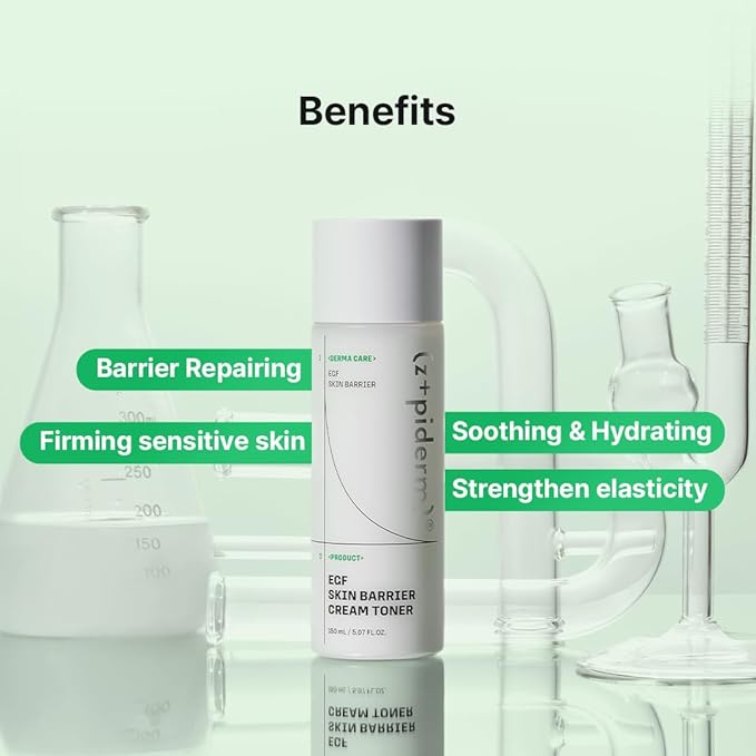 Zipiderm EGF Skin Barrier Cream Toner – Korean Milky Hydrating Formula with Ceramide, Hyaluronic Acid, Rice Bran & Soy Protein, Moisturizing K-Beauty Skincare for Dry Sensitive Skin, 5.07 fl oz