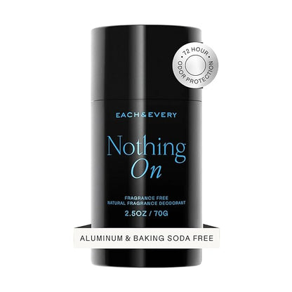 Each & Every Aluminum Free Deodorant for Men & Women - All Natural Deodorant for Sensitive Skin, EWG Verified - Clean, Baking Soda-Free, Plant-Based Fragrance, Unscented Fragrance-Free, 2.5oz