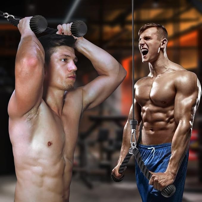 SELEWARE Tricep Rope Cable Machines Attachments for Gym, Heavy Duty Universal Tricep Pull Down Rope with Soft Rubber Ends for Home Gym Workout Biceps Back Shoulders