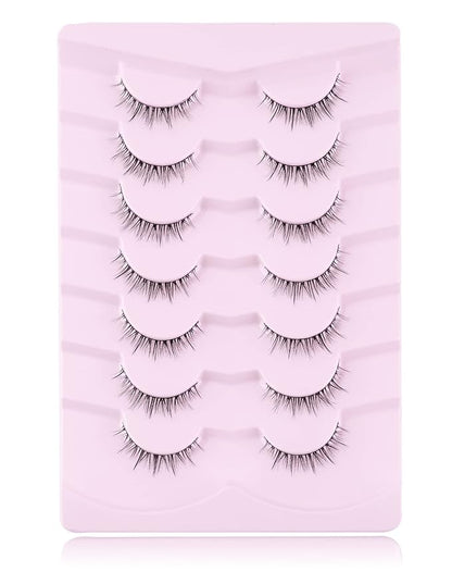 Onlyall Natural Lashes Short Eyelashes Wispy Lashes Natural Look Soft False Eyelashes False Eye Lashes Faux Mink Eyelashes 7 Pairs D2
