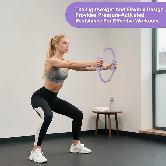 Pilates Ring 15 Inch Magic Circle Ring, Dual Padded Handles Pilates Rings Circle, Adjustable Yoga Ring