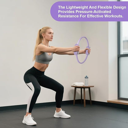 Pilates Ring 15 Inch Magic Circle Ring, Dual Padded Handles Pilates Rings Circle, Adjustable Yoga Ring