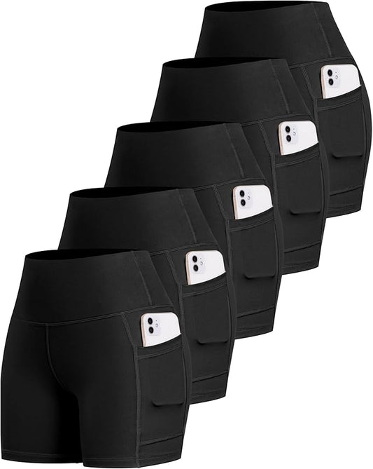 LZYVOO Biker Spandex Shorts Women, High Waisted Tummy Control Workout Yoga Shorts with Pockets