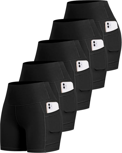 LZYVOO Biker Spandex Shorts Women, High Waisted Tummy Control Workout Yoga Shorts with Pockets