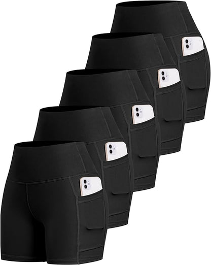 LZYVOO Biker Spandex Shorts Women, High Waisted Tummy Control Workout Yoga Shorts with Pockets