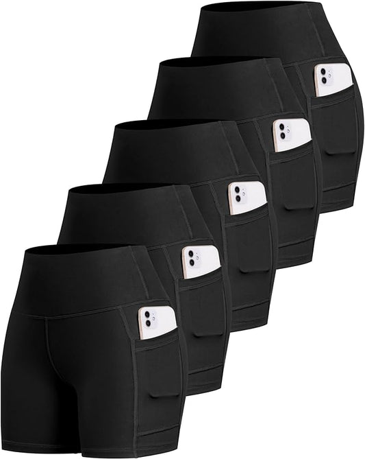 LZYVOO Biker Spandex Shorts Women, High Waisted Tummy Control Workout Yoga Shorts with Pockets