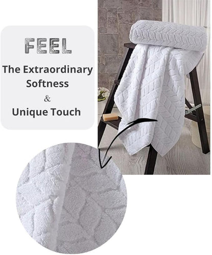 BAGNO MILANO Turkish Bath Towels, Soft Plush Jacquard Luxury Bath Towels, Quick Dry Towel Set (Grey, Bath Sheet)