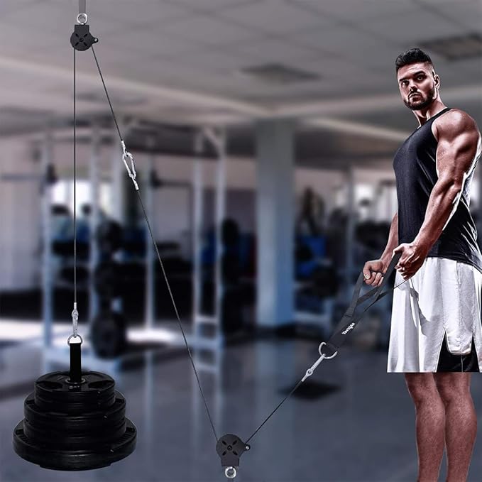 Yes4All Tricep Press Down Cable Machine Attachment Set, LAT Pulldown Attachment, Cable Machine Accessories for Home Gym