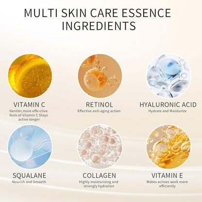 HKH Vitamin C Serum For Face Anti-Wrinkle 30 Capsules With Scissors,Vitamin C Anti-Wrinkle &Vitamin A Retinol Collagen Anti-Aging Night Serum For Women,Smoothing,Hydrating,Firming Skin,Travel Portable
