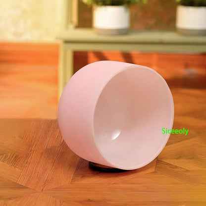 Set of 3 Pink Color Singing Bowls 8"G 10"E 12"C Frosted Chakra Quartz Sound Healing Crystal Singing Bowl with Travel Carry Case Bag Mallet Suede Striker O-ring