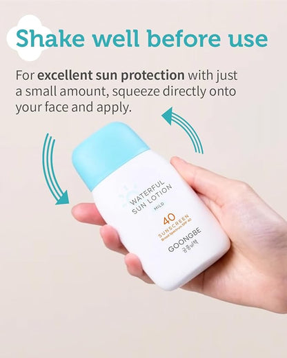 GOONGBE Kids Sun Lotion SPF 40 & Cooling Gel Cream - Zinc Oxide Mineral Sunscreen & 3-Second Soothing Relief - Korean Skincare for Sensitive Skin - Vegan Hypoallergenic, 2.82oz & 3.38oz